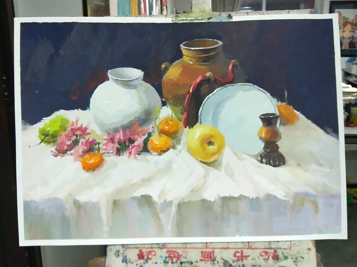 水粉画,手绘画,水粉静物