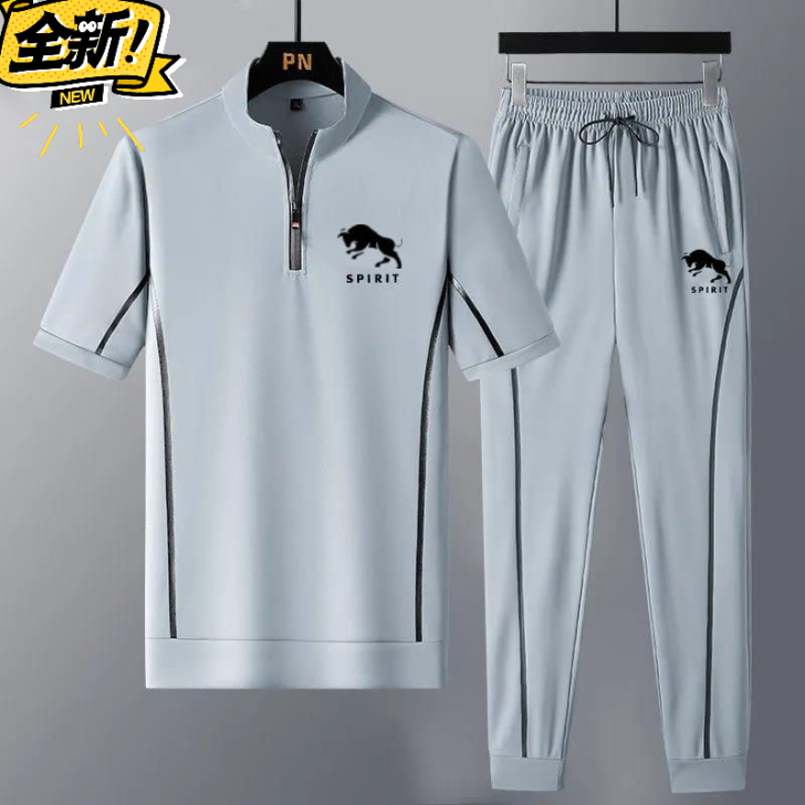 全新清仓包邮，短袖套装男夏季薄款立领运动服...