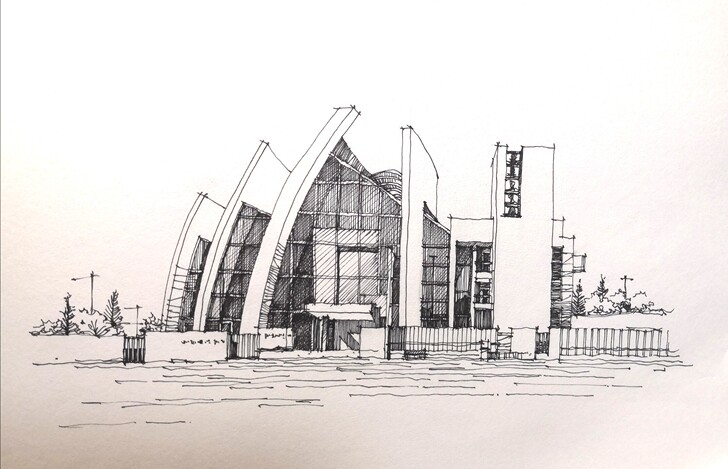 建筑手绘风景钢笔铅笔水彩 卖画 a4 16k