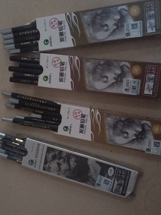 不学美术了，这是剩下没用的炭笔和没用过的1...