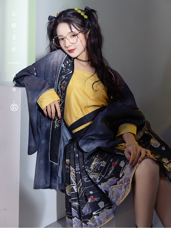 重回汉唐天在水原创汉服女明制对襟衫短马面裙...