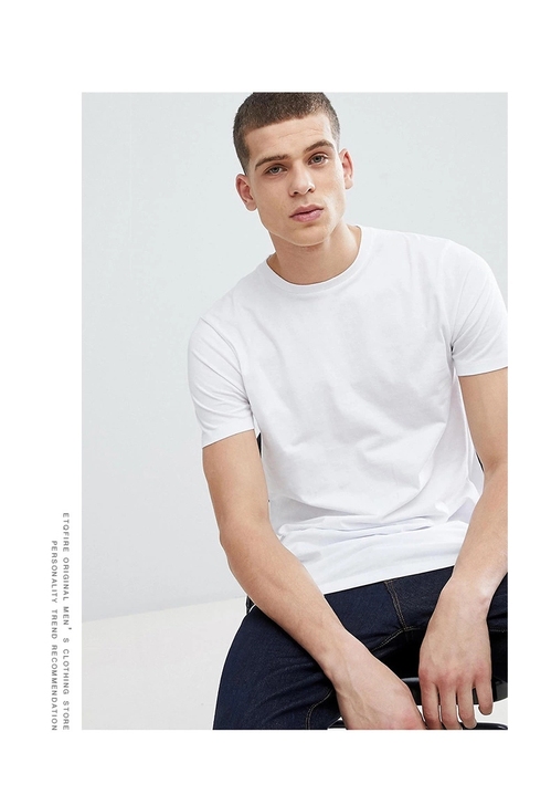 170g冰丝棉短袖t恤男夏季白色圆领半袖