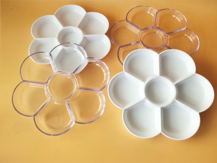 全新仿瓷梅花形调色盘  手绘水彩水粉颜料绘...