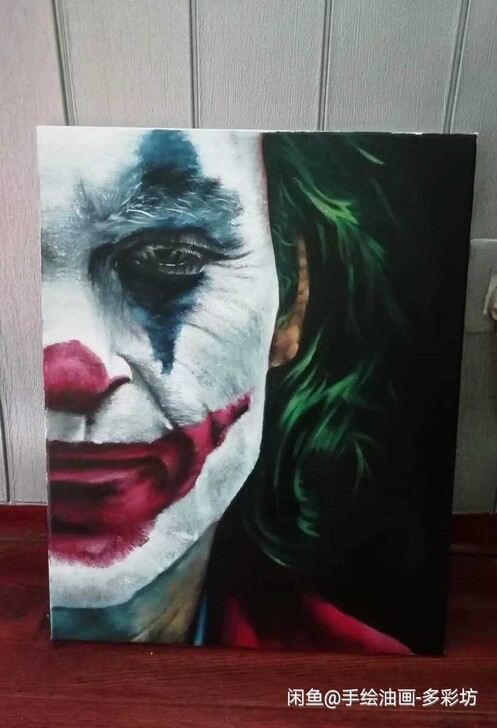 油画【小丑】纯手绘油画，40*50，油画颜...