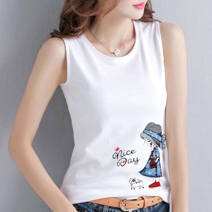 100%纯棉新款打底衫无袖背心女外穿性感修...