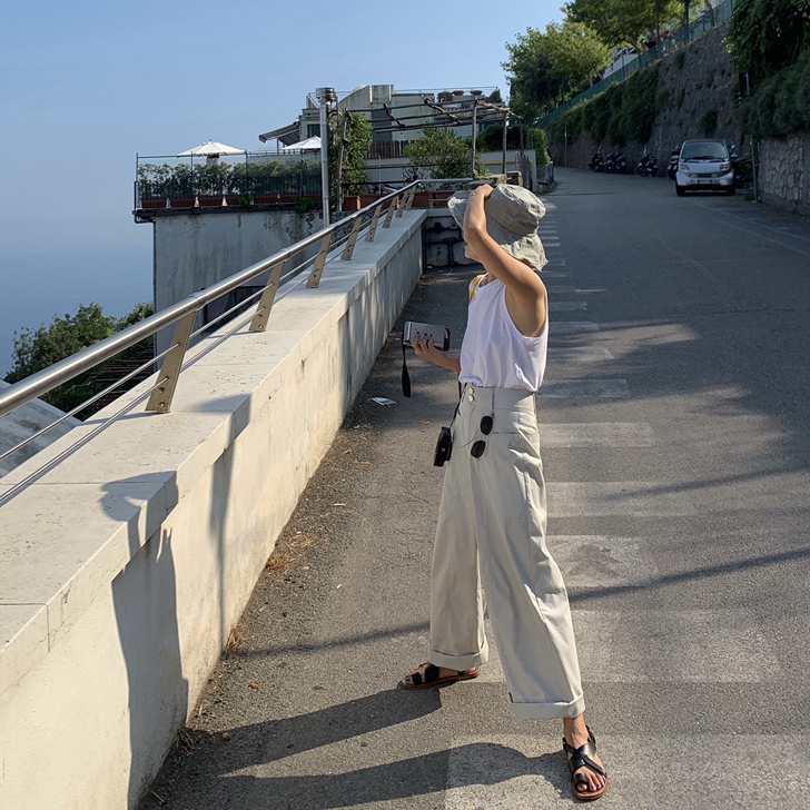 COZINESS/灰白色工装风格显高休闲阔...