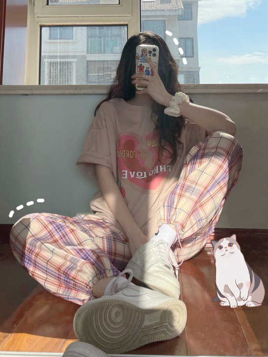 学院风运动风休闲套装女夏小个子时尚宽松韩版...