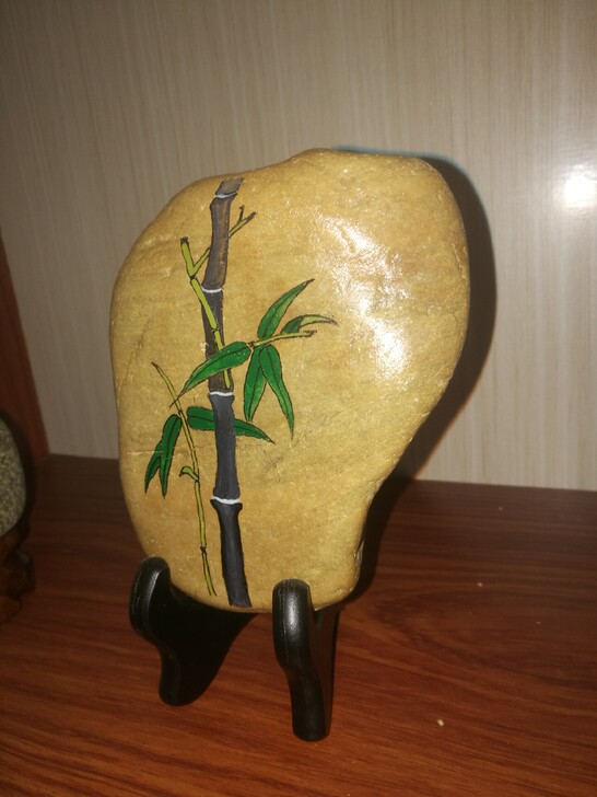 【手绘翠竹】压书石镇纸石##amp；bul...