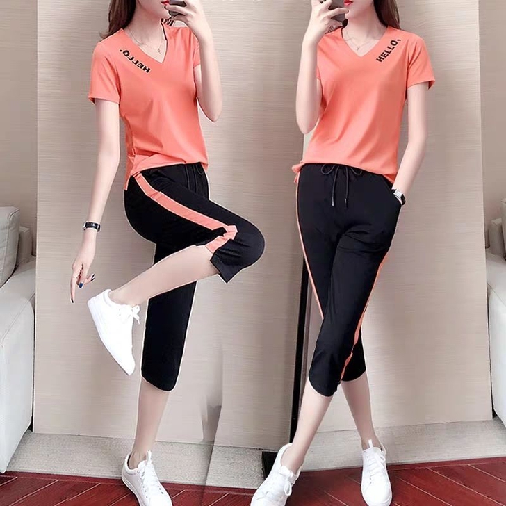 休闲运动服套装女夏季2021新款韩版时尚百...