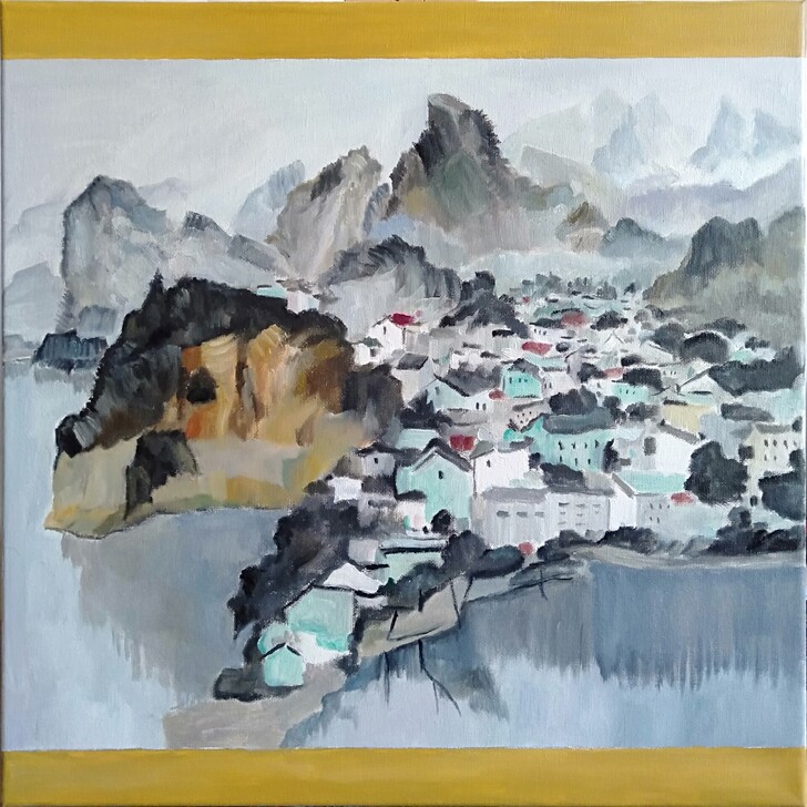 临摹吴冠中油画 英国进口乔琴油画颜料 凤凰...
