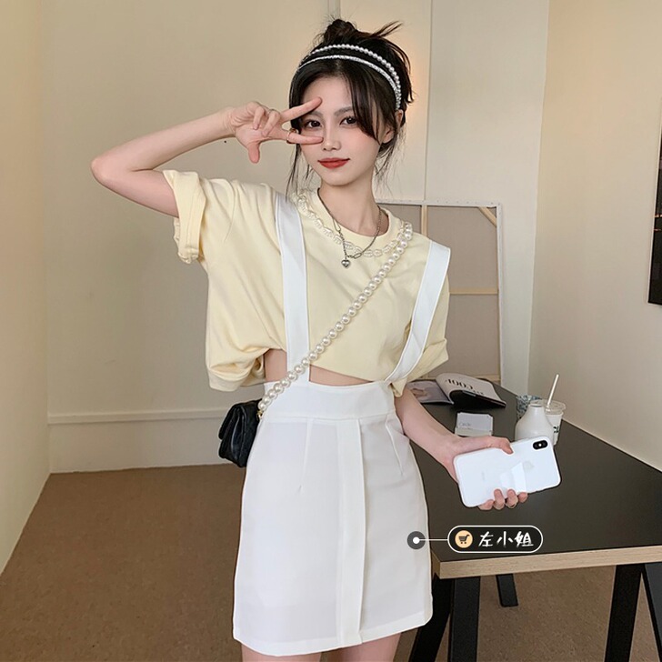 2021春夏新款洋气减龄甜辣百搭高腰裙子显...