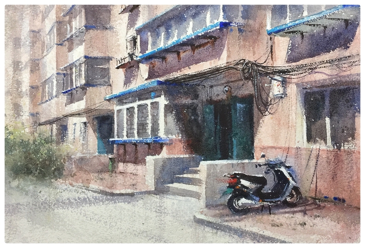 原创水彩画春季写生作品纯手绘包邮非偏远闲置