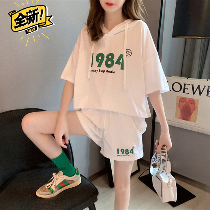 【包邮】短袖短裤运动套装女夏装新款大码宽松...