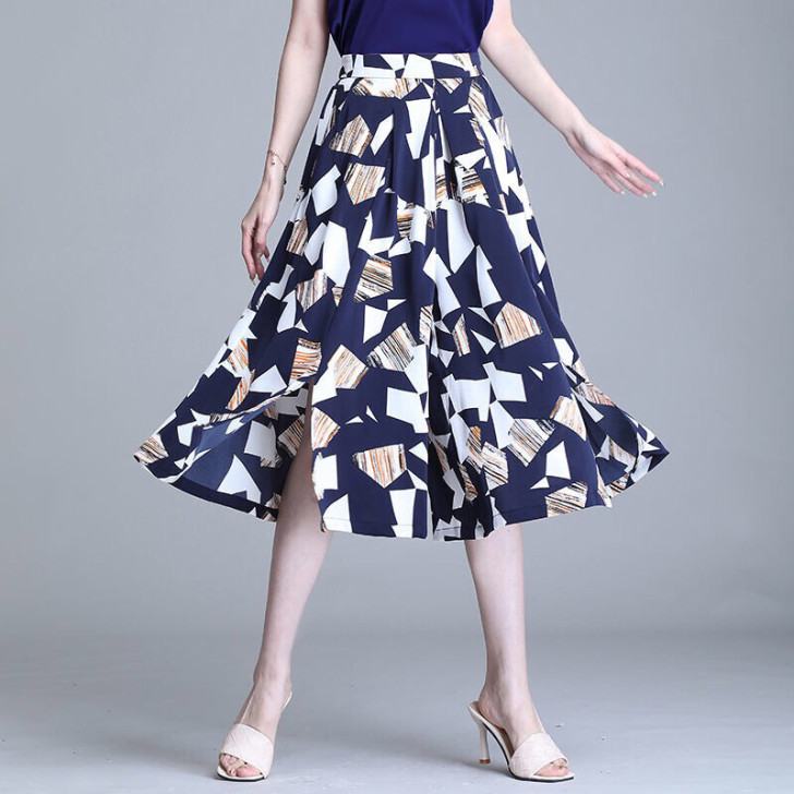 大码裙裤女夏季宽松阔腿裤韩版高腰七分裤女休...