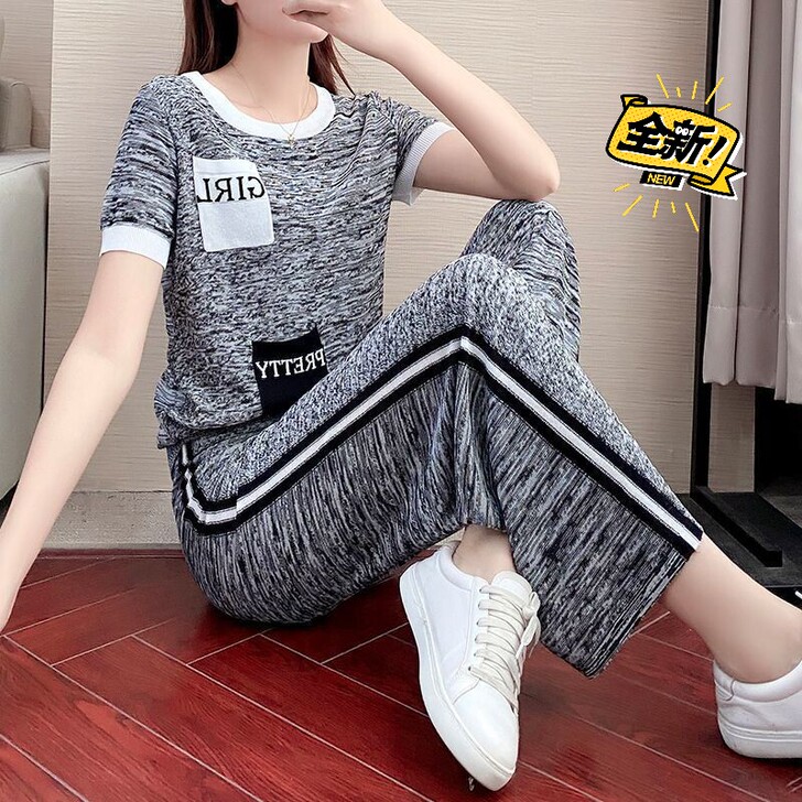 休闲运动套装女2021年新款夏季短袖宽松洋...