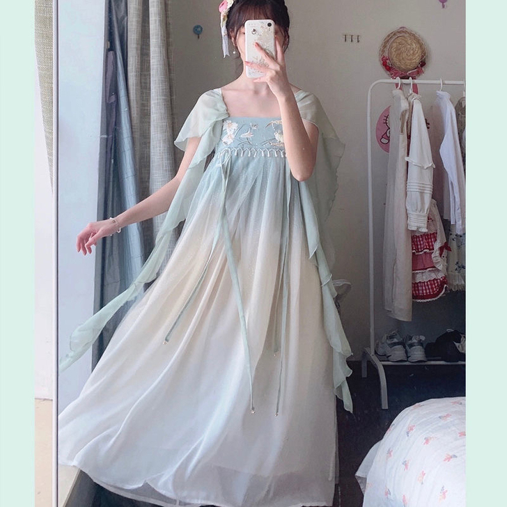 2021新款汉元素改良汉服女学生齐胸襦裙连...