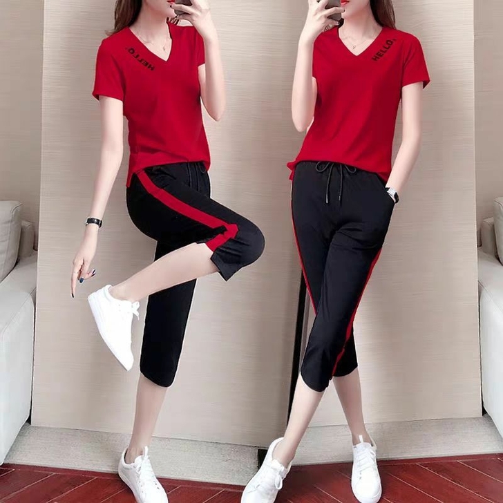 休闲运动服套装女夏季2021新款韩版时尚百...