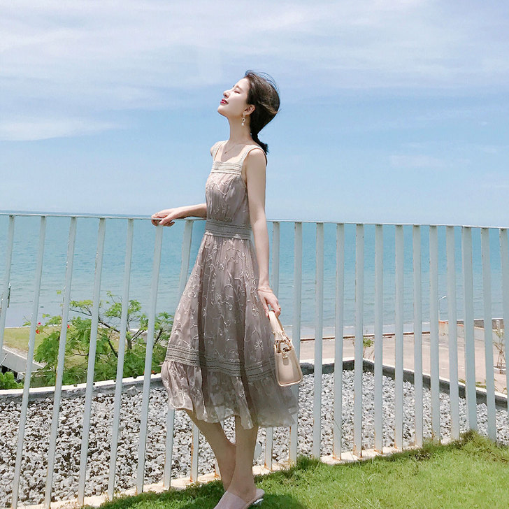 大喜自制大摆度温柔风连衣裙女2018新款夏...