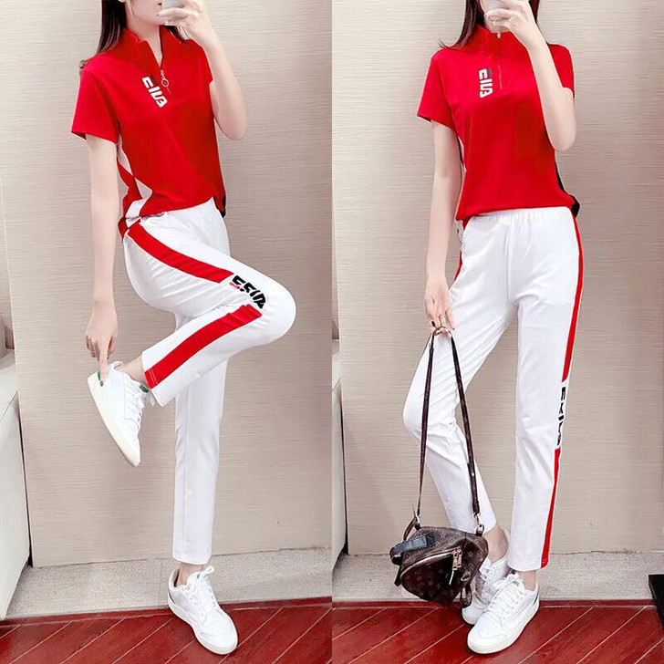 大码运动服套装女2021新款夏季时尚显瘦立...
