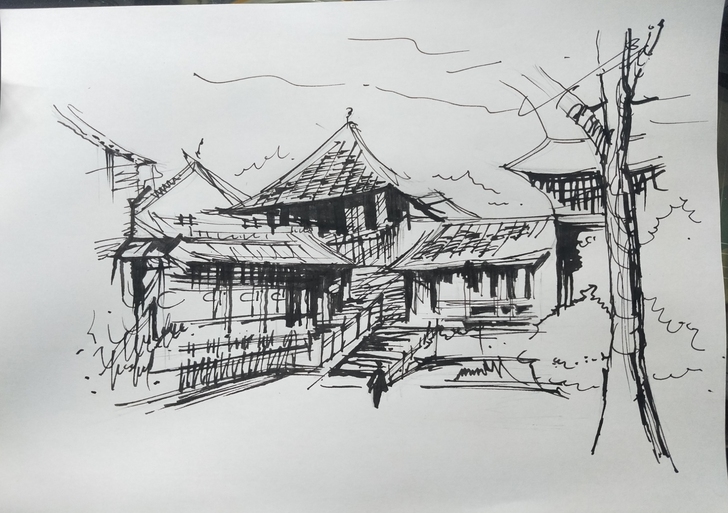 钢笔画 临摹钢笔速写（以下为临摹阿王速写）