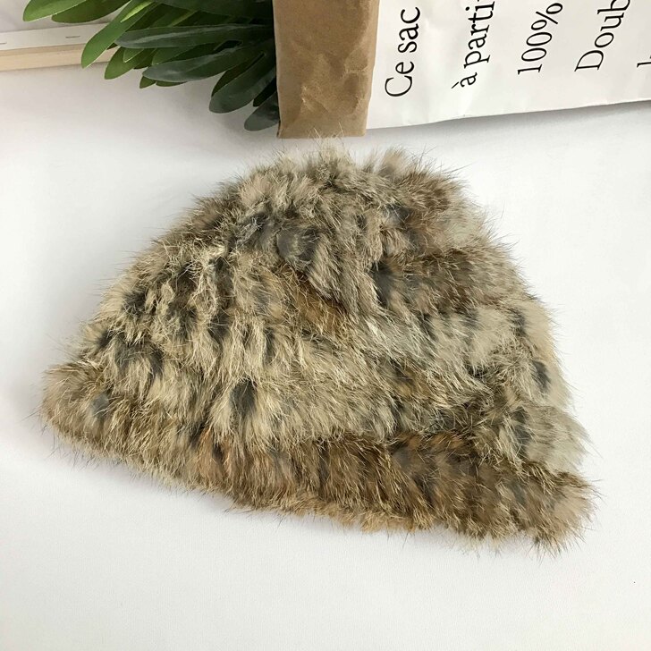 真兔毛帽子！日系琥珀色毛绒帽女冬时尚百搭保...