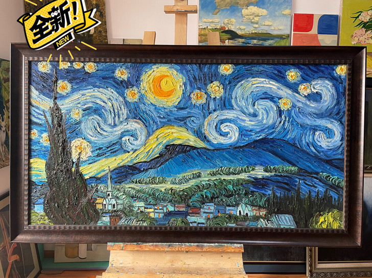 梵高星空手绘油画欧式装饰画客厅卧室餐厅书房...