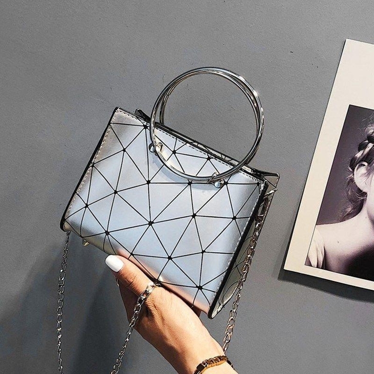 圆环小包包女新款韩版学生钻石纹手提包斜跨单...