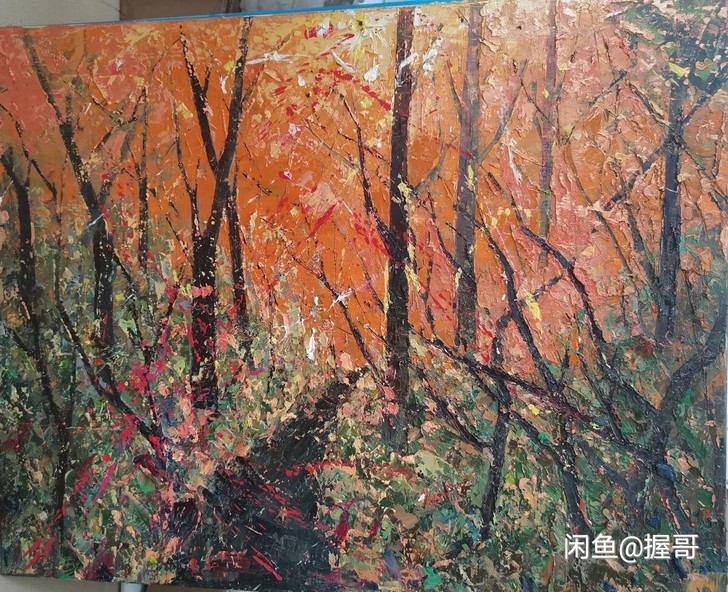 纯手绘油画风景 人物，美院学生作品，无画框