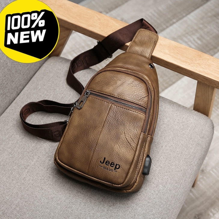 商场撤柜，小牛皮斜挎包男 时尚胸包男多功能...