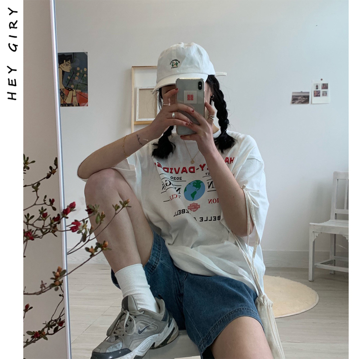 复古港风chic裤子韩版bf原宿风牛仔裤直...