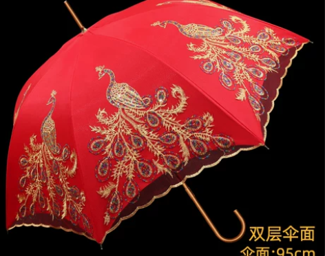 全新 全新 全新红伞婚庆结婚出嫁伞蕾丝花边...