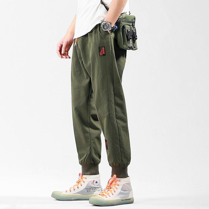 国潮工装裤男潮牌宽松束脚哈伦裤秋冬季男生韩...