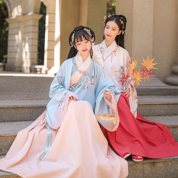 汉尚华莲 枫灵原创汉服女明制交领衫搭褶裙枫...
