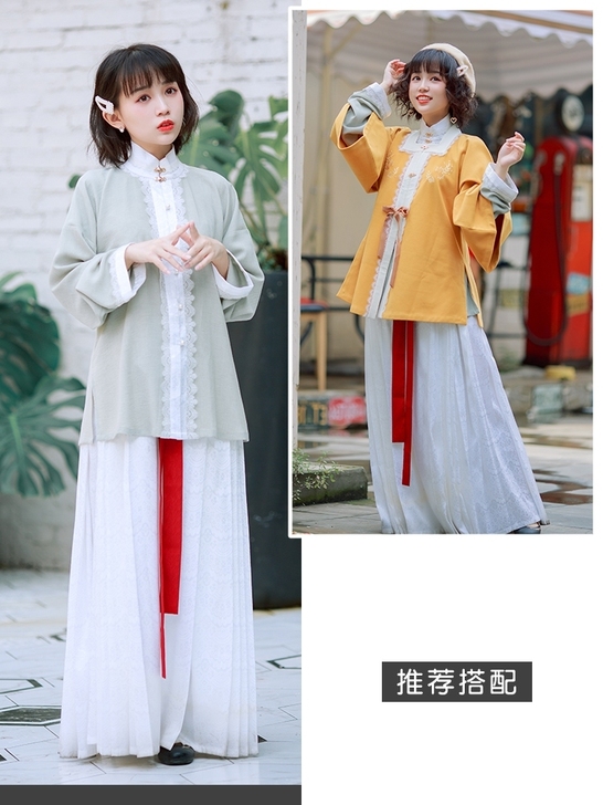 重回汉唐，汉服 重回汉唐落絮马面裙套装立领...