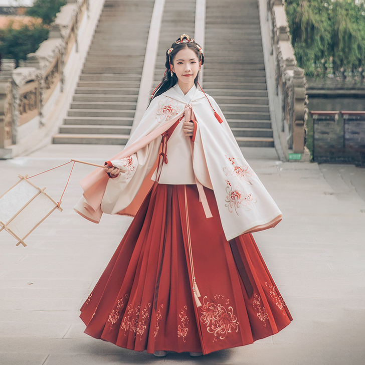 汉尚华莲传统汉服女装芙蓉月刺绣袄裙秋冬装绣...