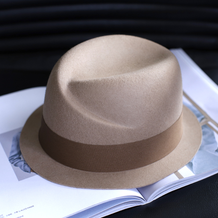 枥野形象美学新款高档秋冬季羊毛礼帽女英伦复...