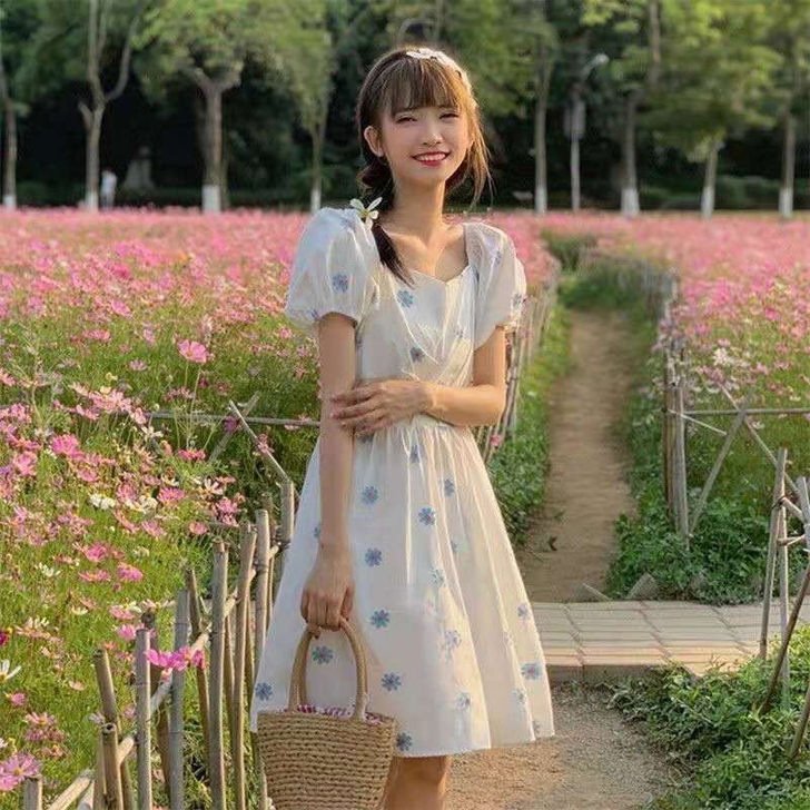 法式轻熟风超仙女森系初恋桔梗裙子小雏菊女神...