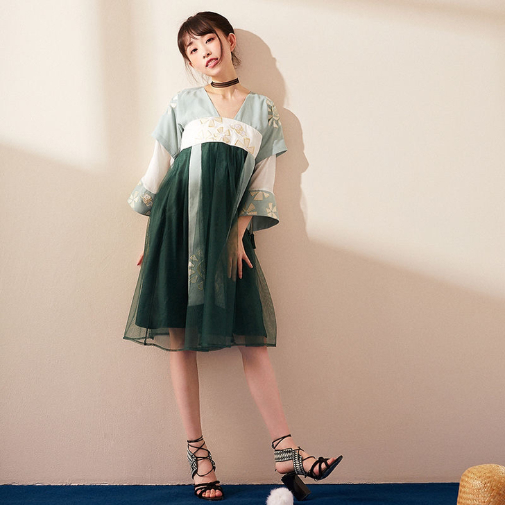 新款汉服女十三余小豆蔻同款绿篱齐胸襦裙汉元...