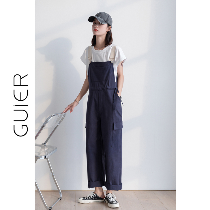 「GUIER」工装背带裤子女2020新款宽...