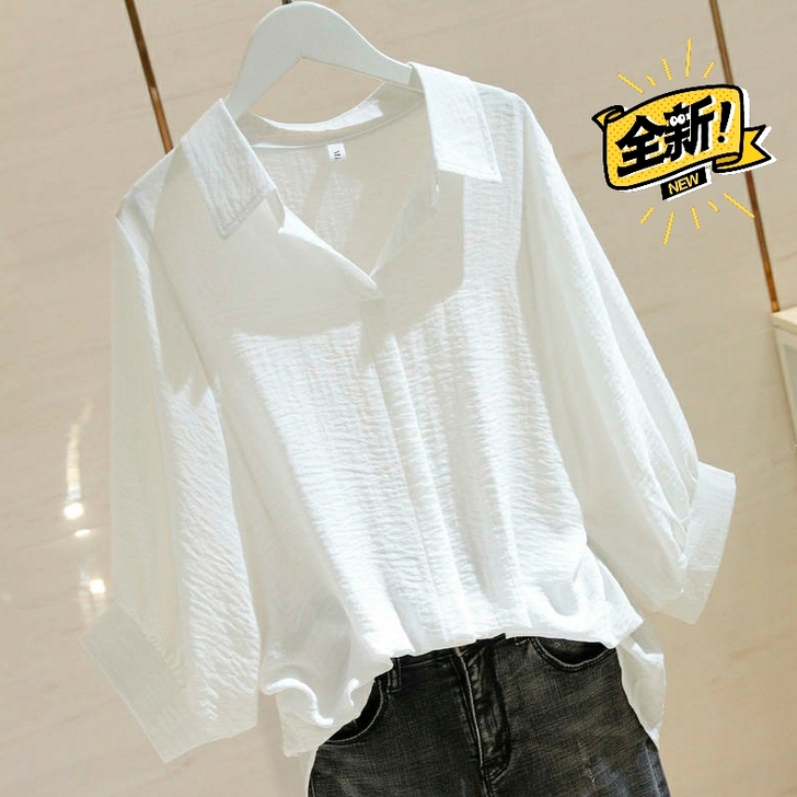 棉麻宽松衬衫大码女装白色2021夏新款简约...