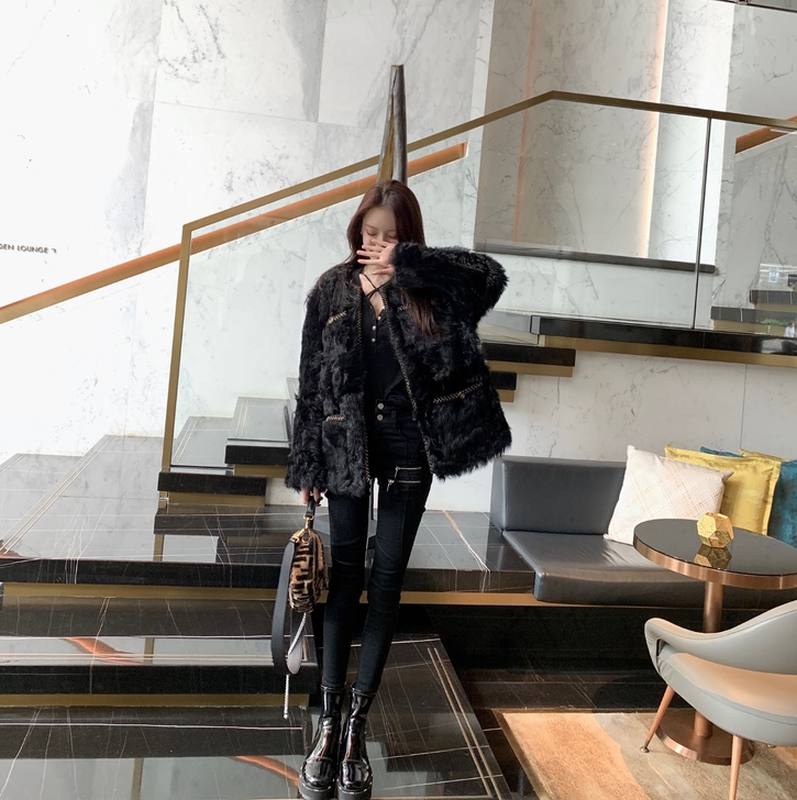 FBB  黑色牛仔裤女2020早春新款修身...