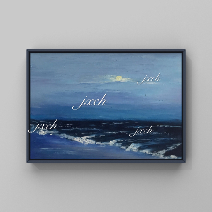 【油画棒作品】油画棒作品海边月，纯手绘，喜...