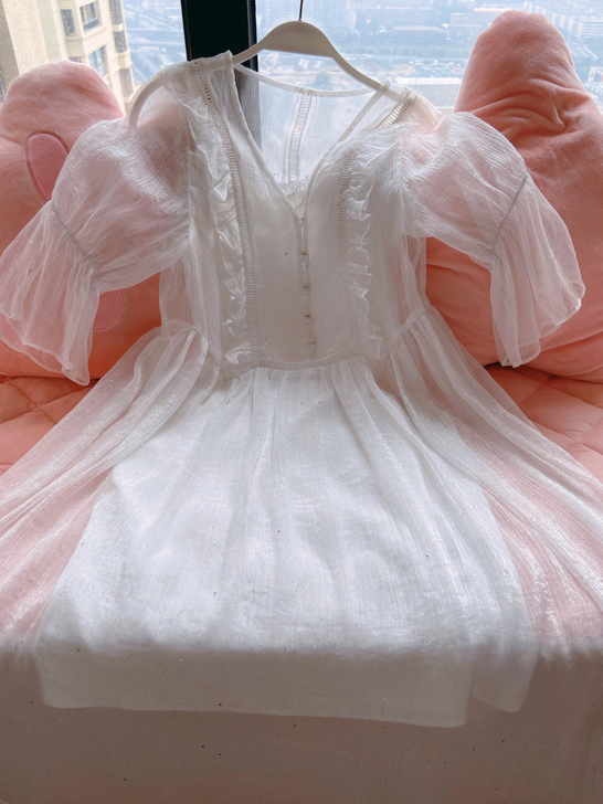 mimius夏季甜美细闪雪纺仙女裙 XS ...