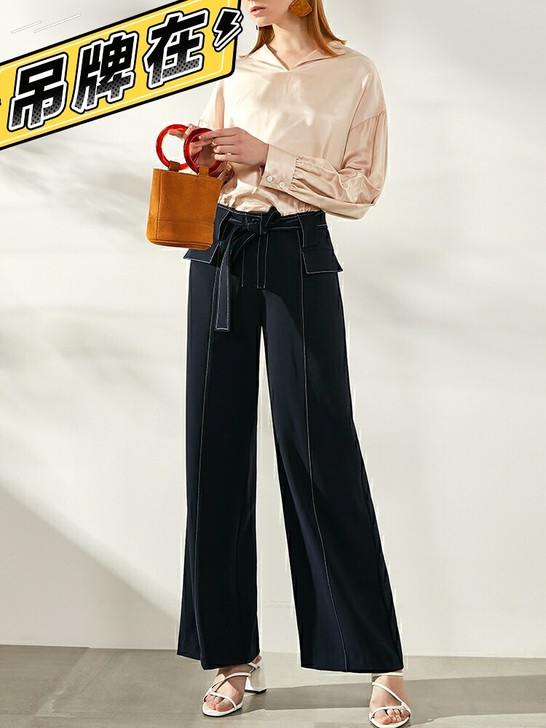 显白不挑人！2021新款坠感阔腿裤女夏高腰...