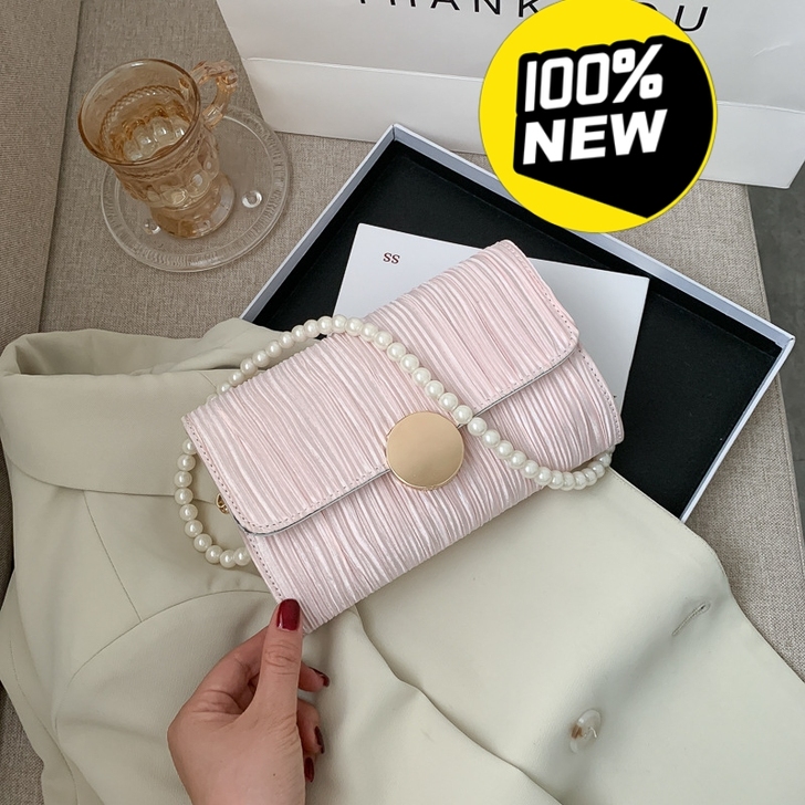 手提包小方包2020新款洋气绸缎褶皱小方包...