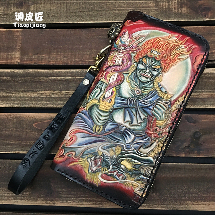 调皮匠钱包男潮牌长款拉链男士皮夹青年真牛皮...