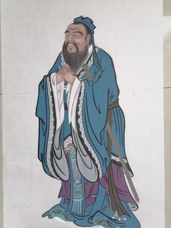 重彩工笔画孔子像88*55，纸本画心未装裱...