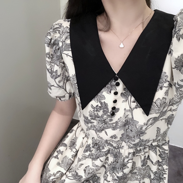 御姐连衣裙气质轻熟风宫廷复古收腰桔梗初恋森...