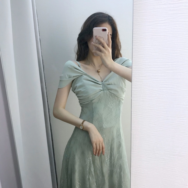 裙子仙女超仙森系小飞袖连衣裙轻熟风女装修身...