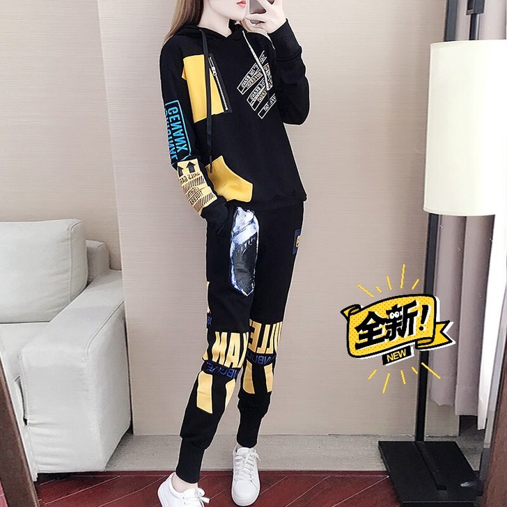 运动套装女潮牌时尚春秋季新款个性宽松气质休...